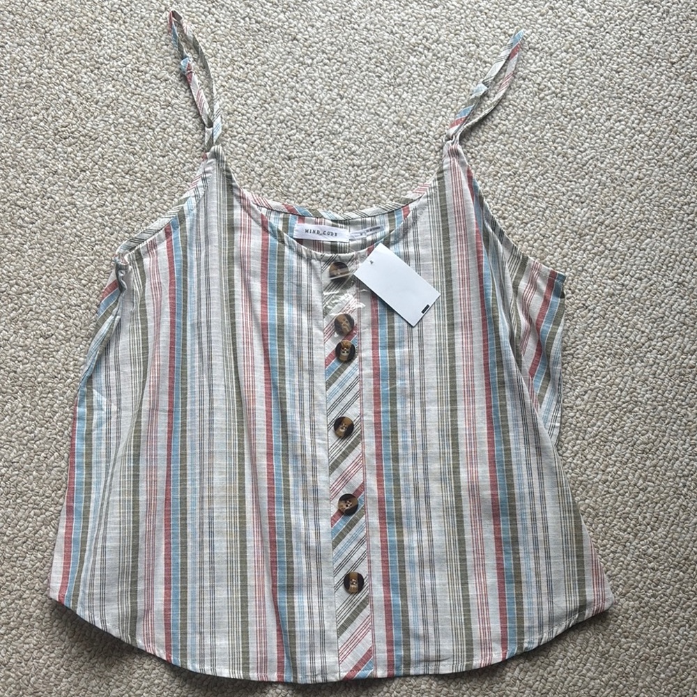 Mind Code Pink and Gray Sleeveless Crop Camisole